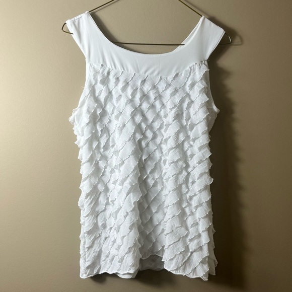HARVE’ BENARD White Ruffle Tank Top Size Small Soft Girl Cottagecore Textured - Picture 1 of 5
